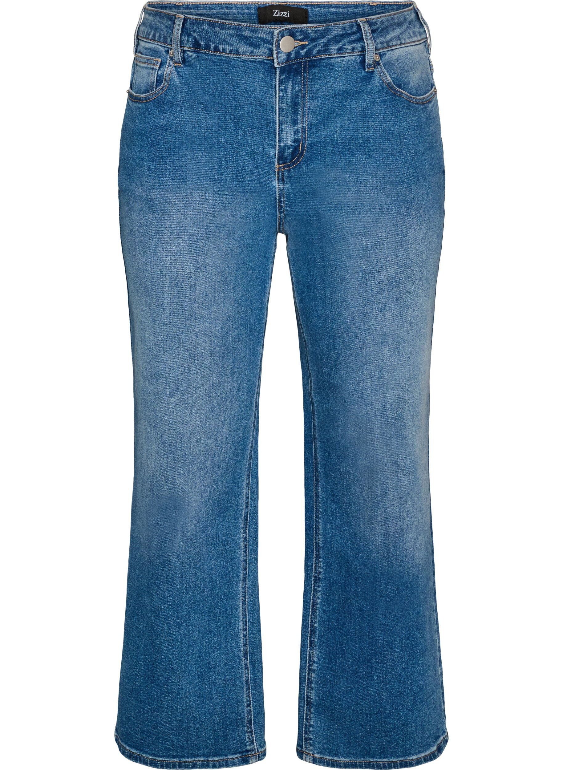 ZizziStraight jeans med et lett slitt utseende, Bl&aring;, Packshot image number 0