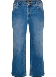 Straight jeans med et lett slitt utseende, Bl&aring;
