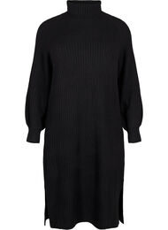 Lang strikket kjole med høy hals, Black