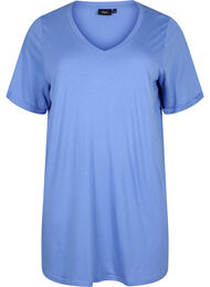 Ensfarget oversized T-skjorte med V-hals, Marina