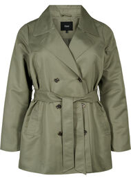 Kort trenchcoat med belte, Dusty Olive