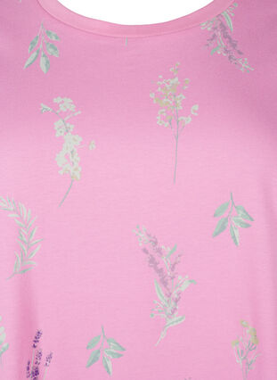 Zizzi T-skjorte i økologisk bomull med blomstertrykk, Rosebloom W. Flower, Packshot image number 2