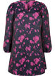 Kort jacquard kjole med lange ermer, Black w. Red Rose, Packshot image number 0