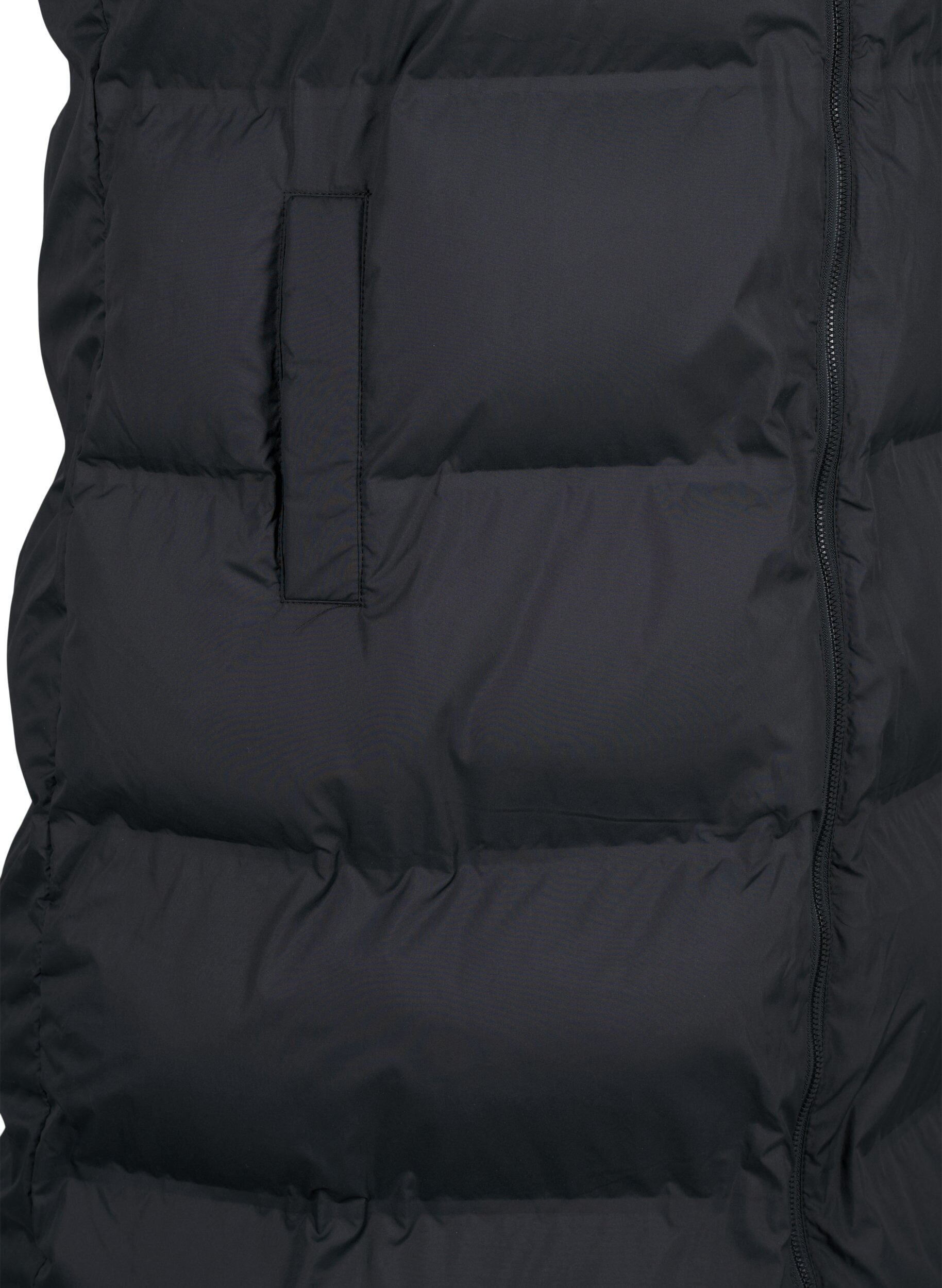 ZizziLang vest med lommer og toveis glidel&aring;s, Svart, Packshot image number 3
