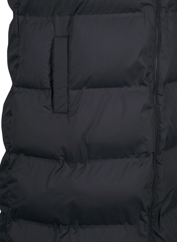 Lang vest med lommer og toveis glidel&aring;s, Svart, Packshot image number 3