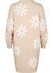 Lang strikket cardigan med blomster, Simply Taupe Comb, Packshot image number 1