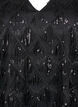 Festbluse med paljettfrynser og 3/4-ermer., Black, Packshot image number 2