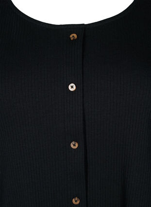 Kortermet ribbet T-skjorte med knapper, Black, Packshot image number 2