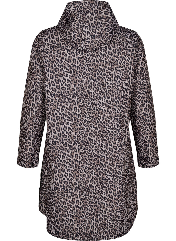 Regnjakke med lommer og hette, Brun, Packshot image number 1