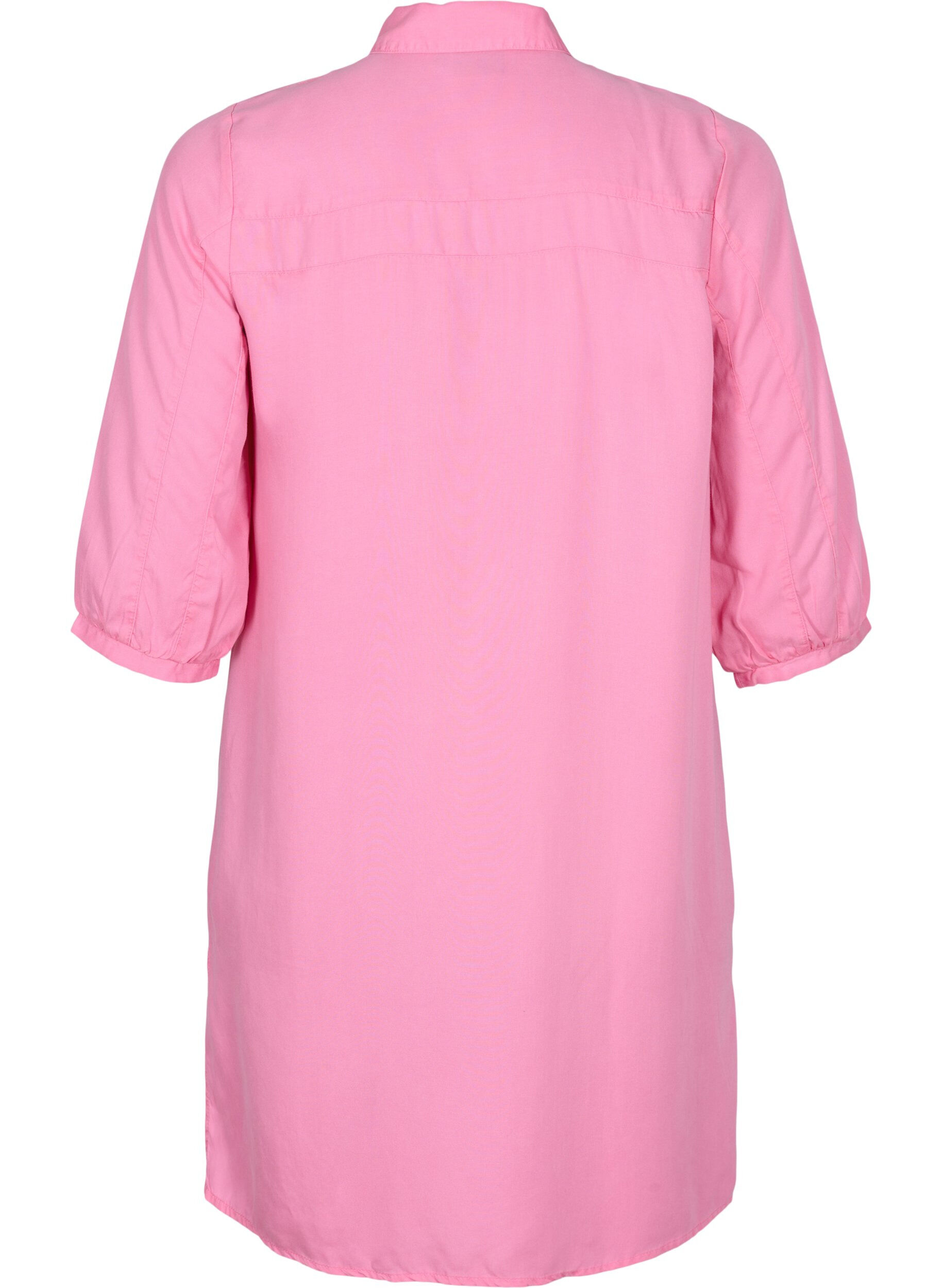 Zizzi Lang skjorte med 3/4-ermer i lyocell (TENCEL&trade;), Rosebloom, Packshot image number 1