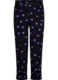 Bukser i viskose med prikker, Black w. Purple Dot