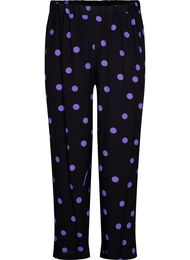 Bukser i viskose med prikker, Black w. Purple Dot
