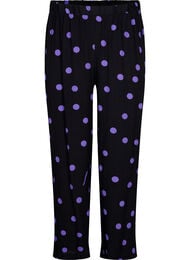 Bukser i viskose med prikker, Black w. Purple Dot