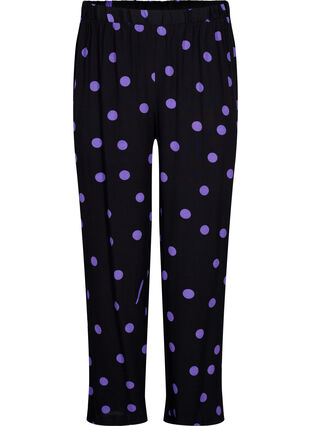 Zizzi Bukser i viskose med prikker, Black w. Purple Dot, Packshot image number 0
