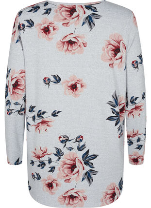 Blomstrete bluse med lange ermer, LGM w Rose Flower, Packshot image number 1