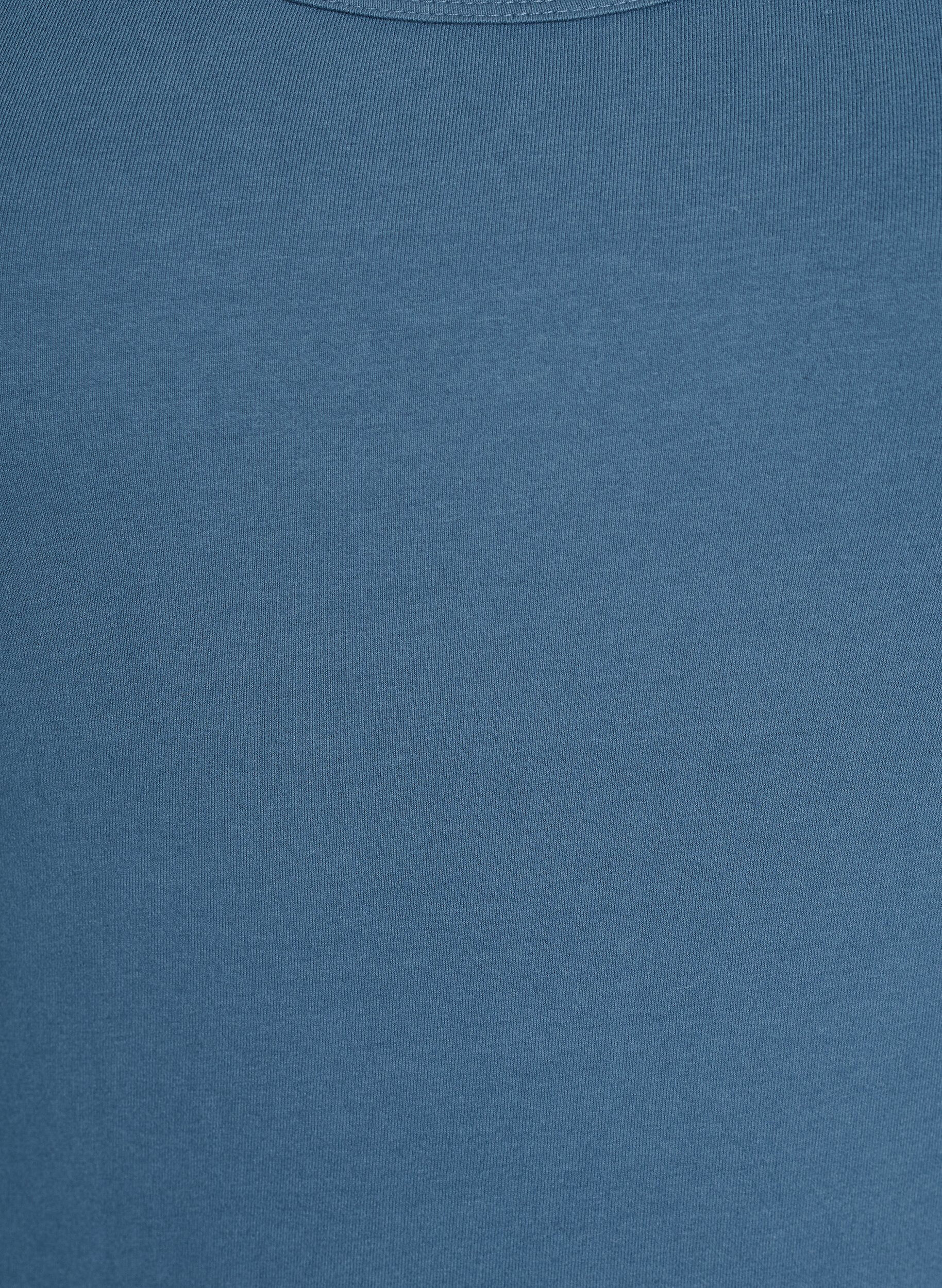 ZizziEnsfarget basic topp i bomull, Gr&aring;, Packshot image number 2