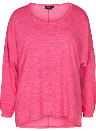Løs bluse med lange ermer, Fandango Pink ASS, Packshot image number 0