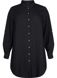 Lang ensfarget skjorte i viskose, Black