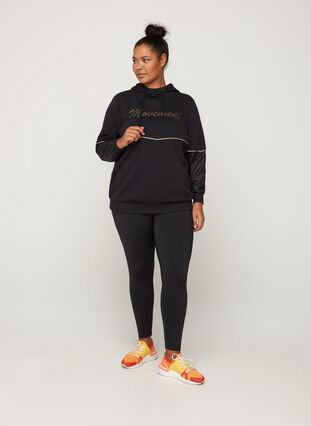 Sweatshirt med hette og trykk, Black, Model image number 3