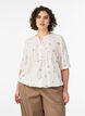 Bluse med trykk og 1/2 ermer, Vanilje, Model image number 0