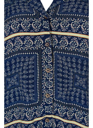 Lang viskoseskjorte med mønster, Blue Patch AOP, Packshot image number 2