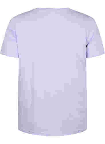 T-skjorte i bomull med rund hals og trykk, Lavender FACE, Packshot image number 1