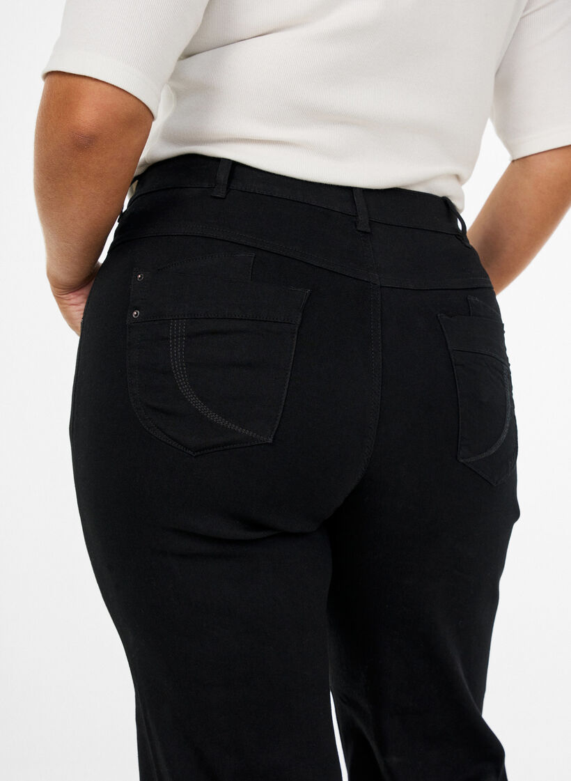 Regular fit Gemma-jeans med h&oslash;y midje, Svart, Model image number 2