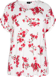 T-skjorte med blomstertrykk, B. W. Red Flower