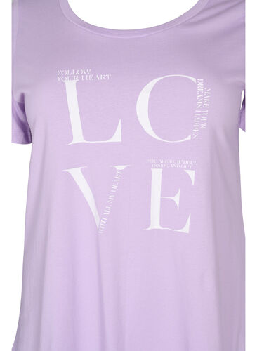 Kortermet T-skjorte i bomull med trykk, Lavendula LOVE, Packshot image number 2