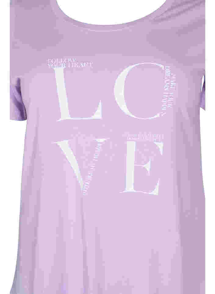 Kortermet T-skjorte i bomull med trykk, Lavendula LOVE, Packshot image number 2