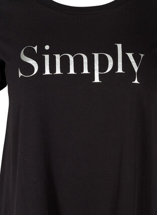 Kortermet T-skjorte i bomull med motiv, Black SIMPLY, Packshot image number 2