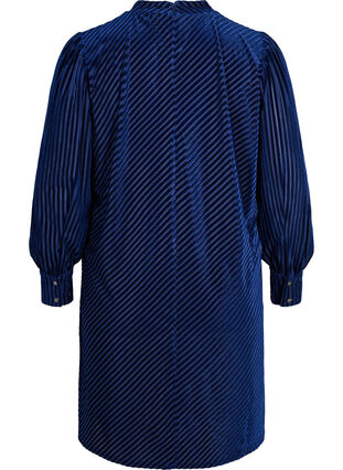 Strukturmønstret kjole i velur, Evening Blue, Packshot image number 1