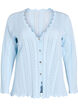 Cardigan med hullbroderi og b&oslash;lgete kanter, Bl&aring;, Packshot image number 0