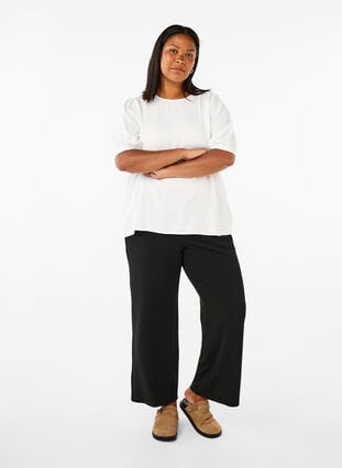 Zizzi Viskosebluse med 1/2-ermer, Bright White, Model image number 2