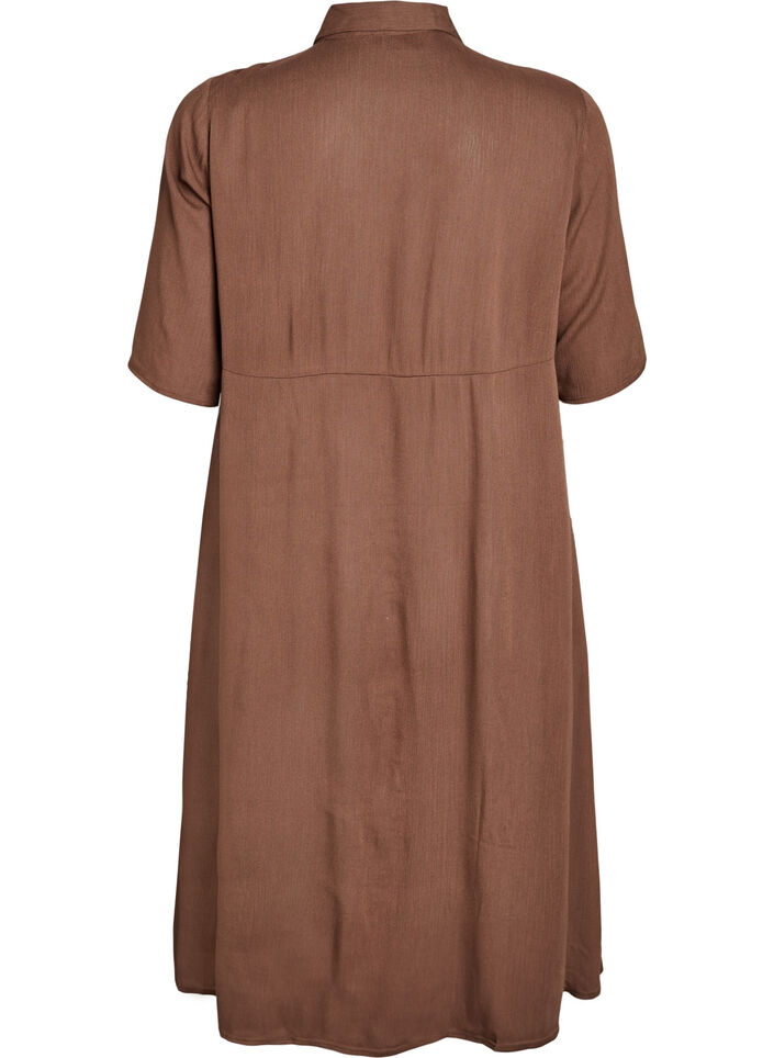 Midiskjortekjole med korte ermer, Gr&oslash;nn, Packshot image number 1