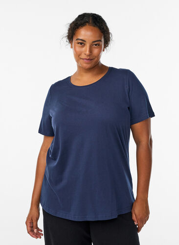 Zizzi FLASH - T-skjorte med trykk, Blå, Model image number 0