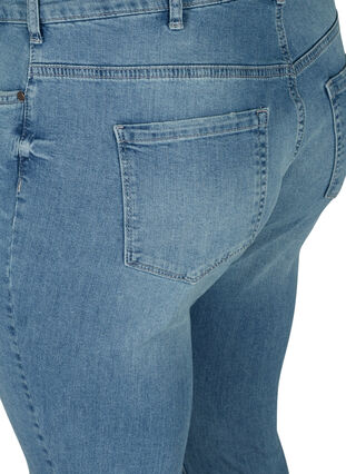 Ekstra slim Sanna jeans med slitte detaljer, Light blue denim, Packshot image number 3
