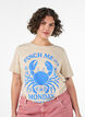 Bomulls-T-skjorte med trykk, Beige, Model image number 0