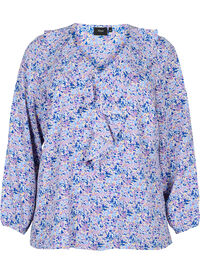 Langermet bluse med volanger 