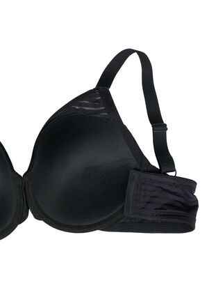 Zizzi Formstøpt BH med stripete netting, Black, Packshot image number 3