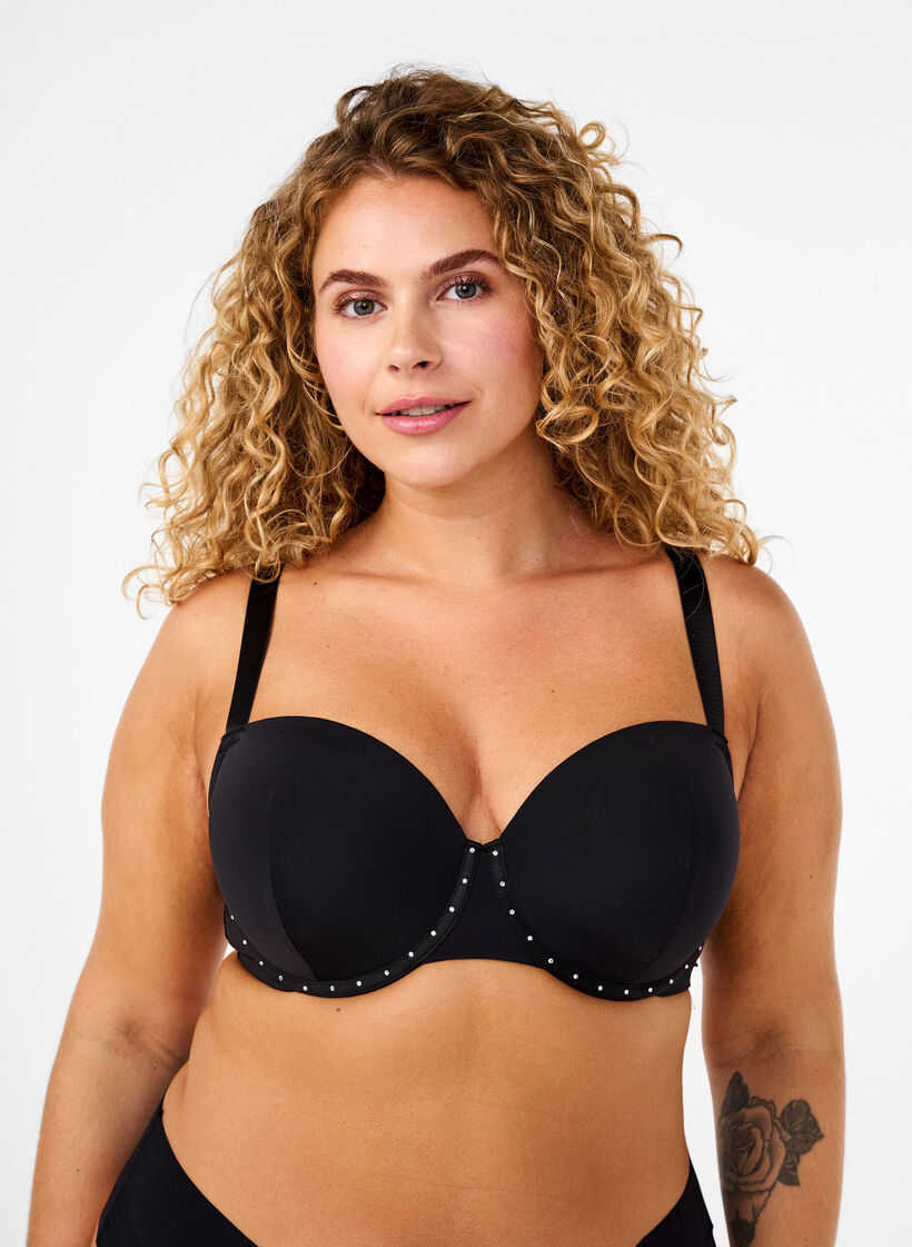 Formstøpt BH med rhinestener, Black, Model