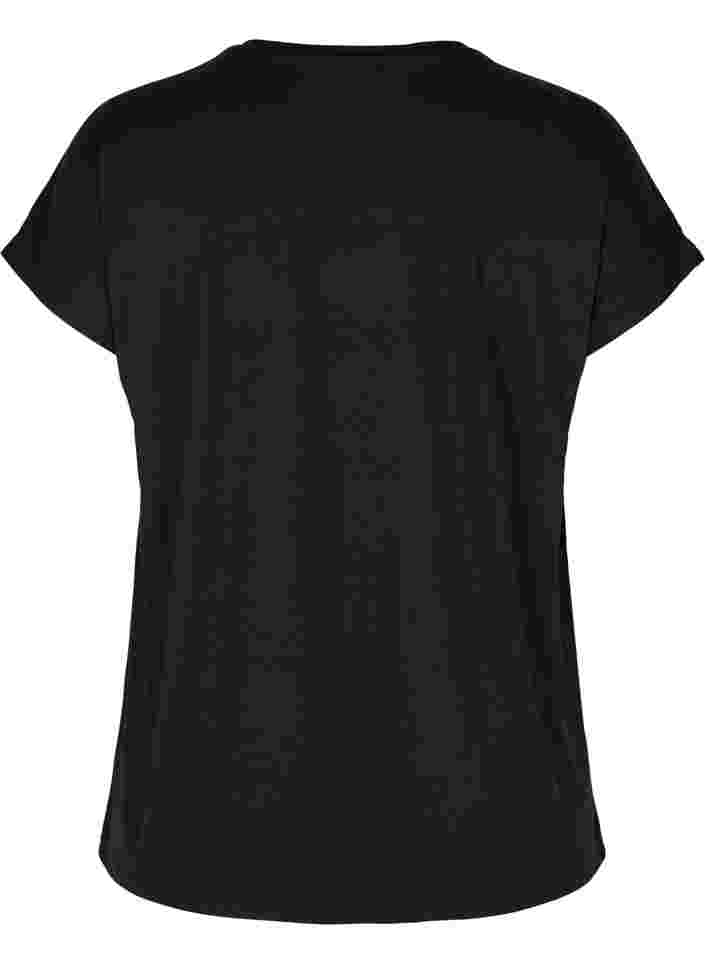 T-skjorte til trening med mønstret mesh, Black, Packshot image number 1