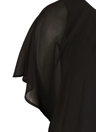 Kort bluse med løse mesh ermer, Black, Packshot image number 3
