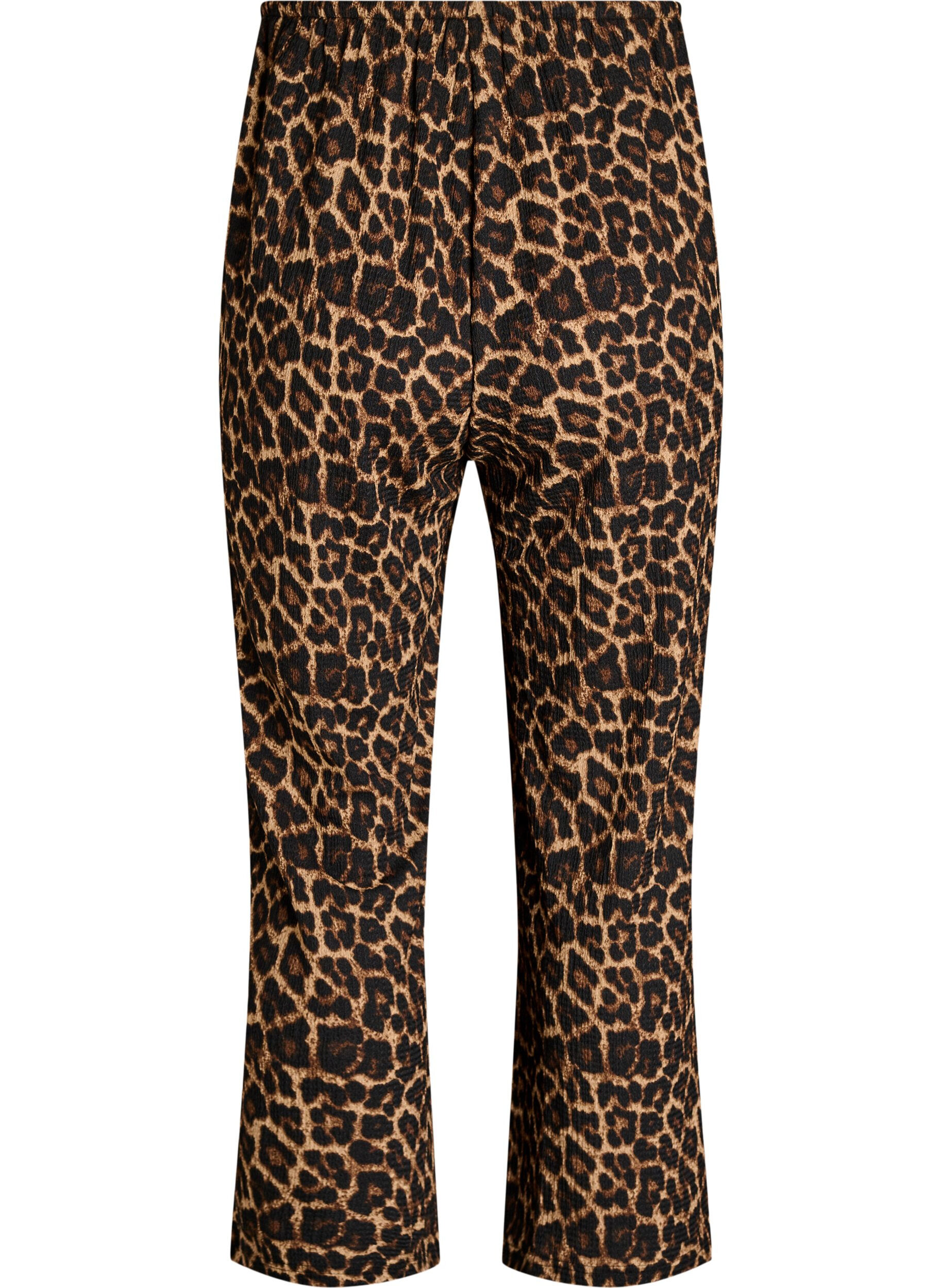 Zizzi Bukser med vide ben i et lett teksturert stoff, Svart, Packshot image number 1