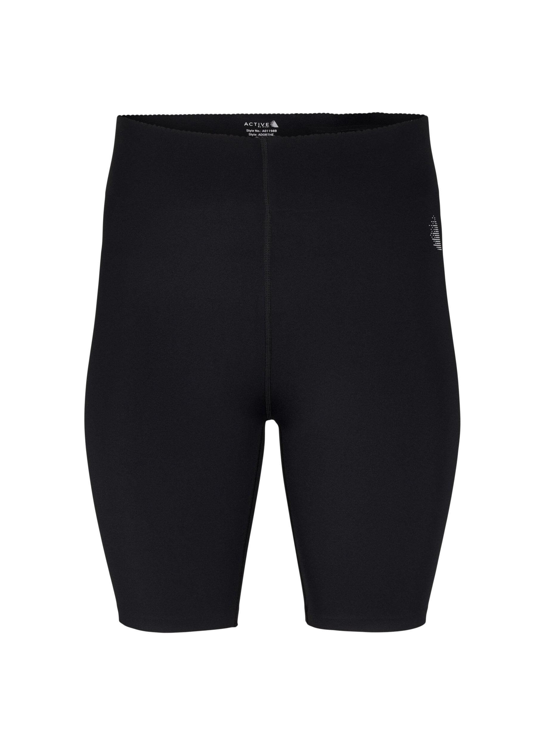 Zizzi Tettsittende treningshorts med lomme, Black, Packshot image number 0