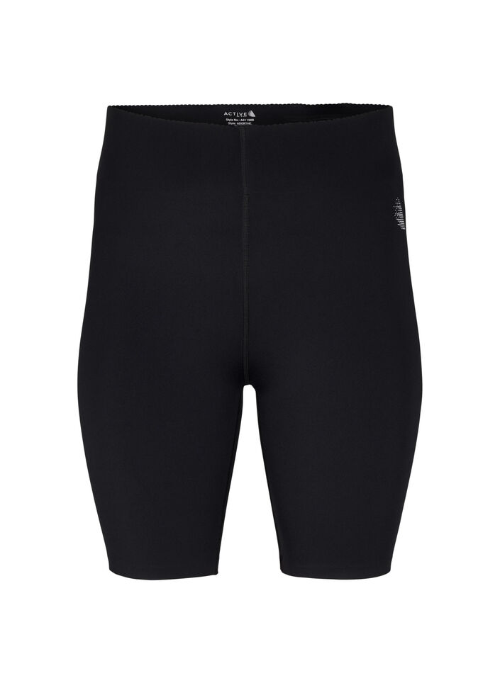 Tettsittende treningshorts med lomme, Black, Packshot image number 0