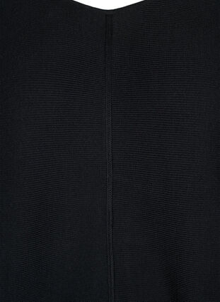 Ribbestrikket kjole med 3/4-ermer, Black, Packshot image number 2