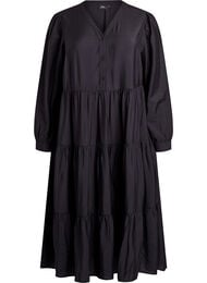 Midikjole med v-hals og A-linjeform, Svart