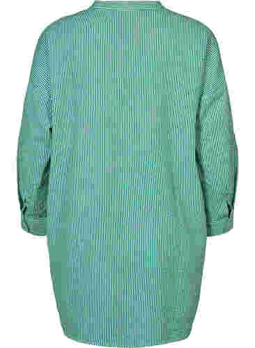 Stripete skjorte i bomull med 3/4-ermer, Jolly Green Stripe, Packshot image number 1