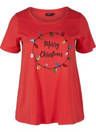 T-skjorte med julemotiv i bomull, Tango Red Merry